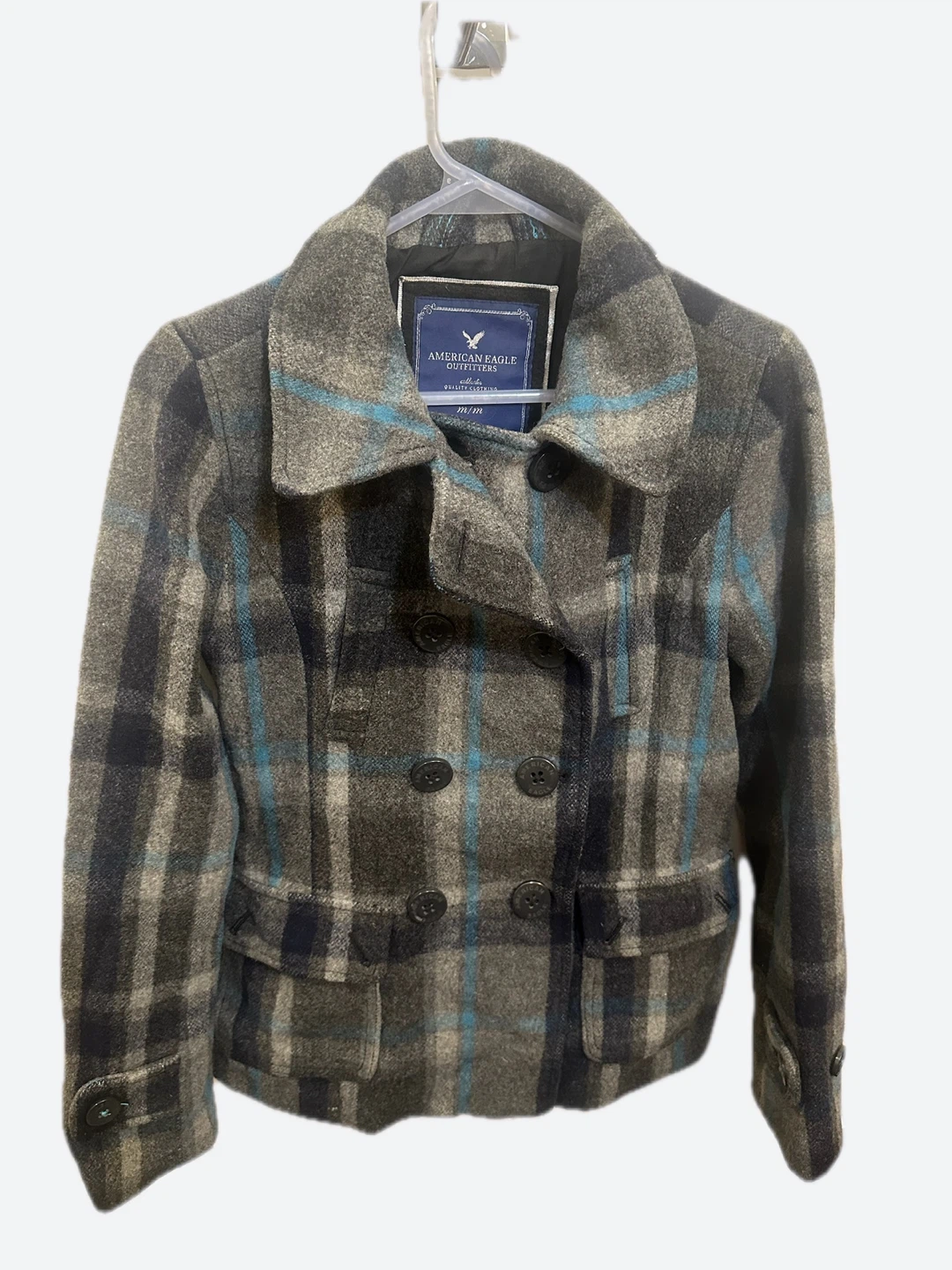 American Eagle Outfitters Plaid Peacoat