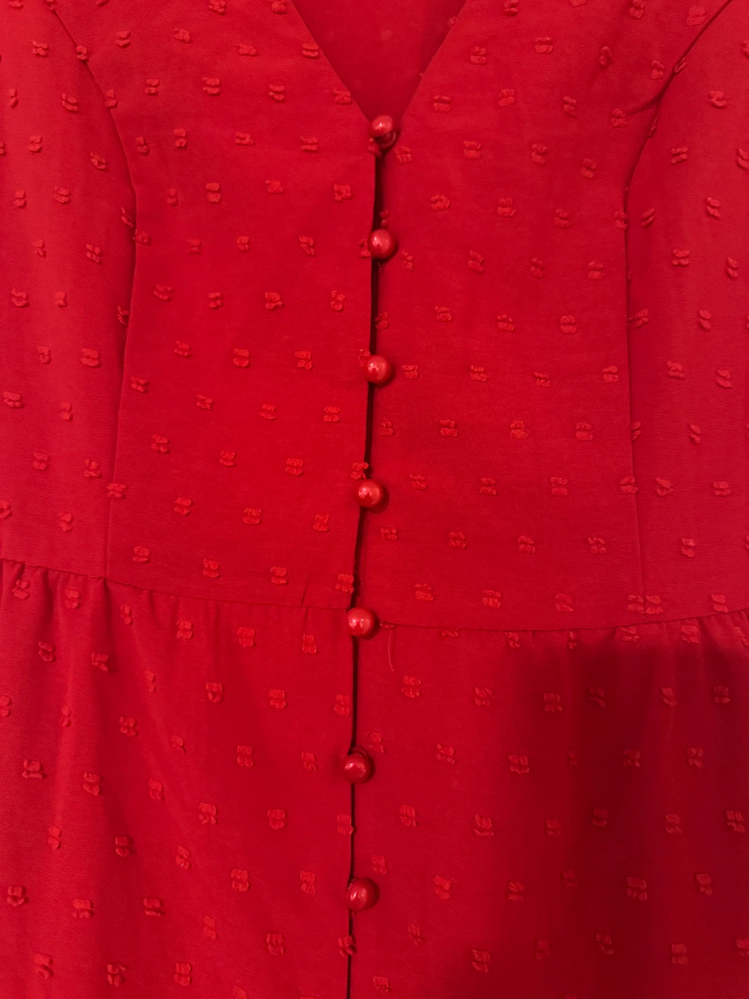Niay Red Button-Front Tiered Midi Dress - photo 3