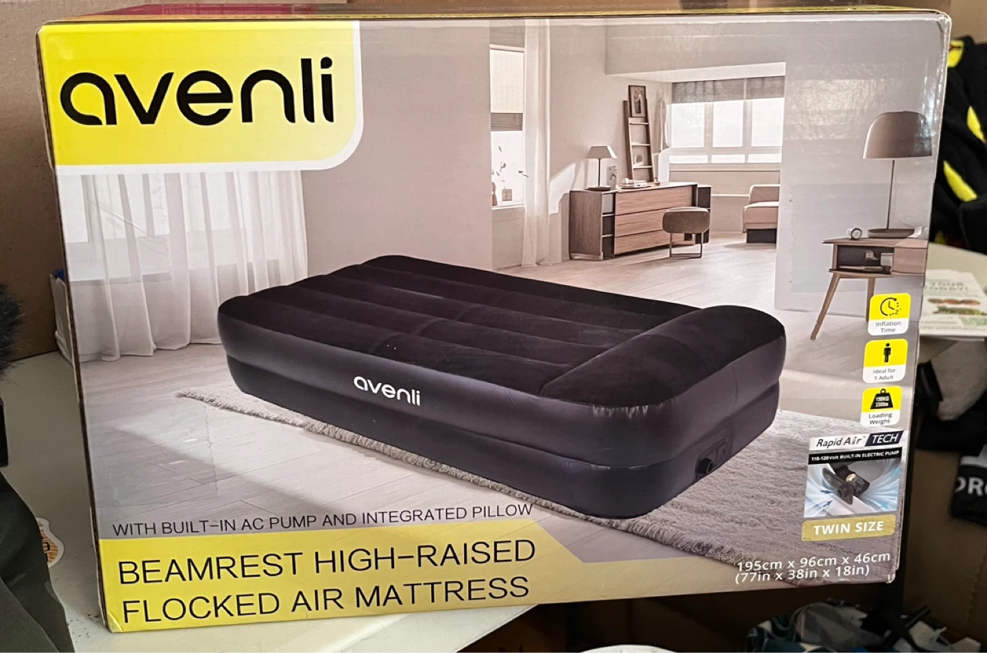 New Twin High-Raised Air Mattress with Built-in Pump