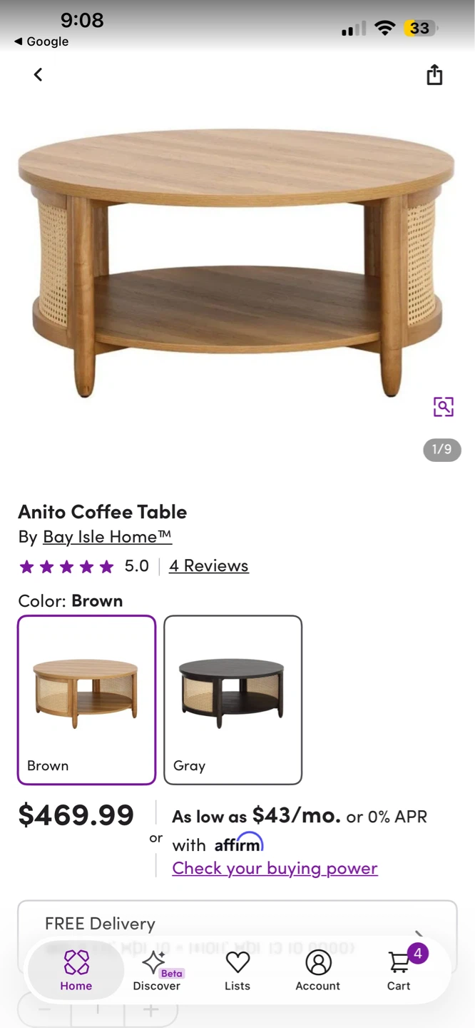 Anito Coffee Table by Bay Isle Home - Brown - photo 4