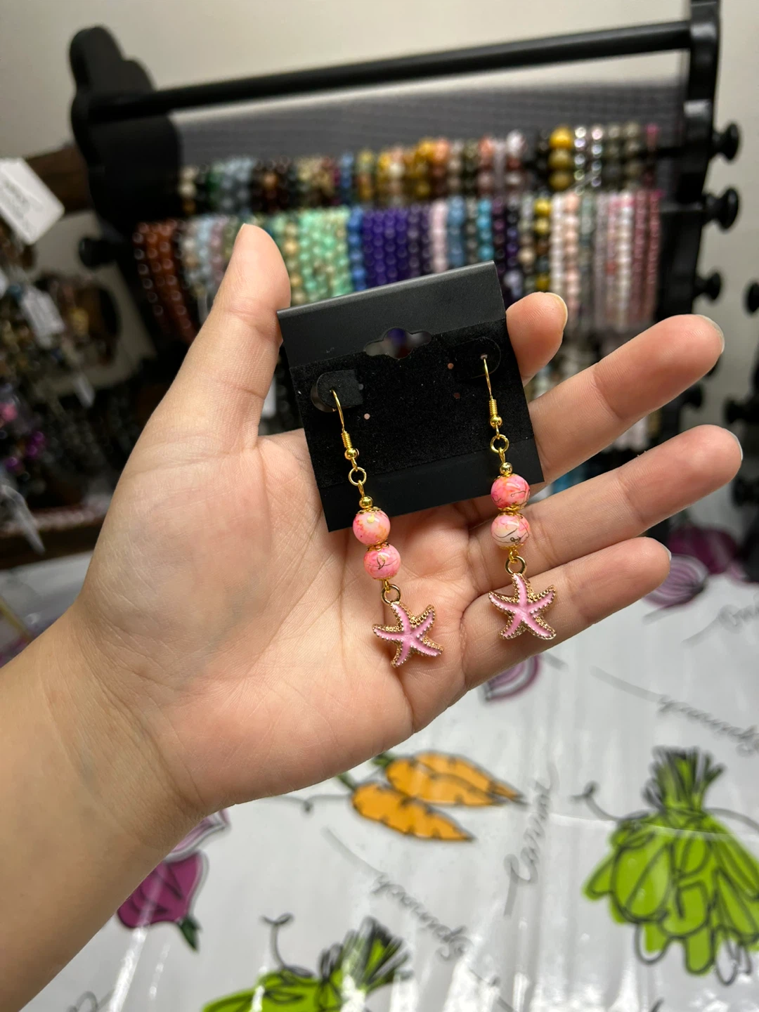 Pink Starfish Dangle Earrings