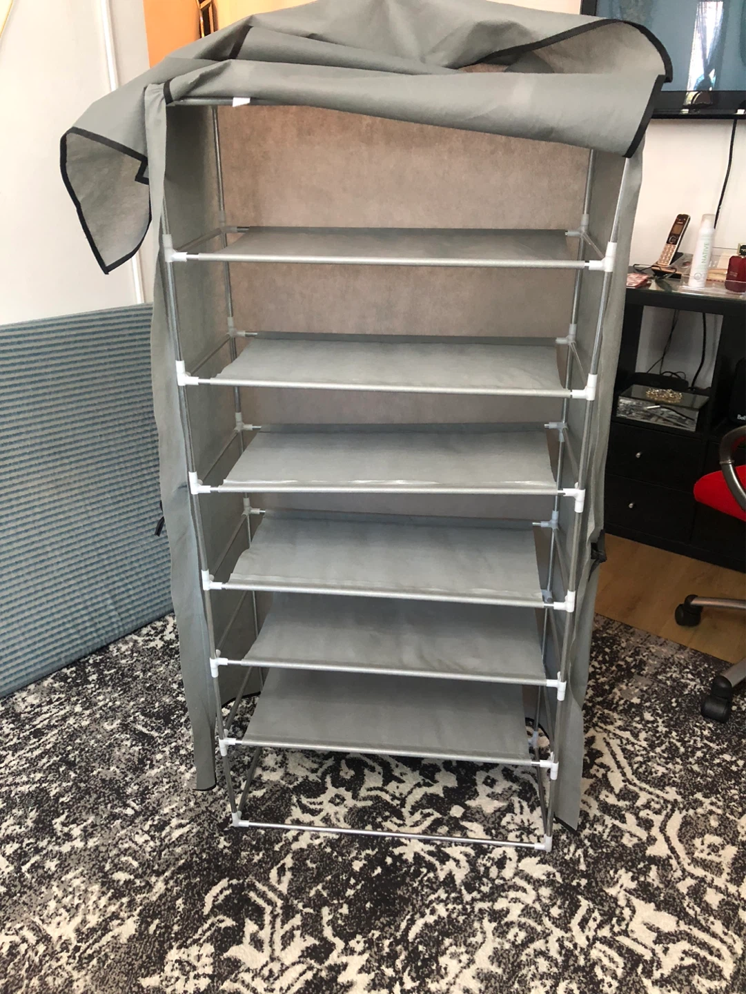 7-Tier Shoe Rack with Grey Cover - photo 4