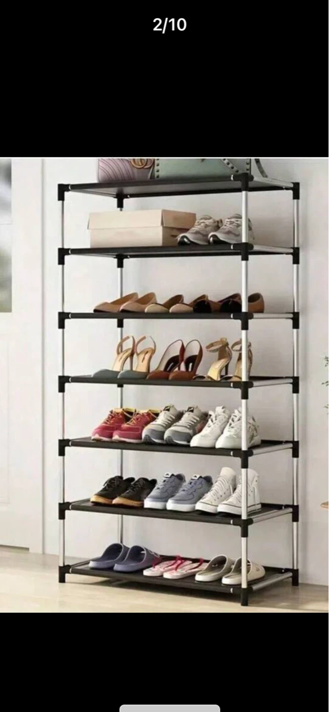 7-Tier Shoe Rack with Grey Cover