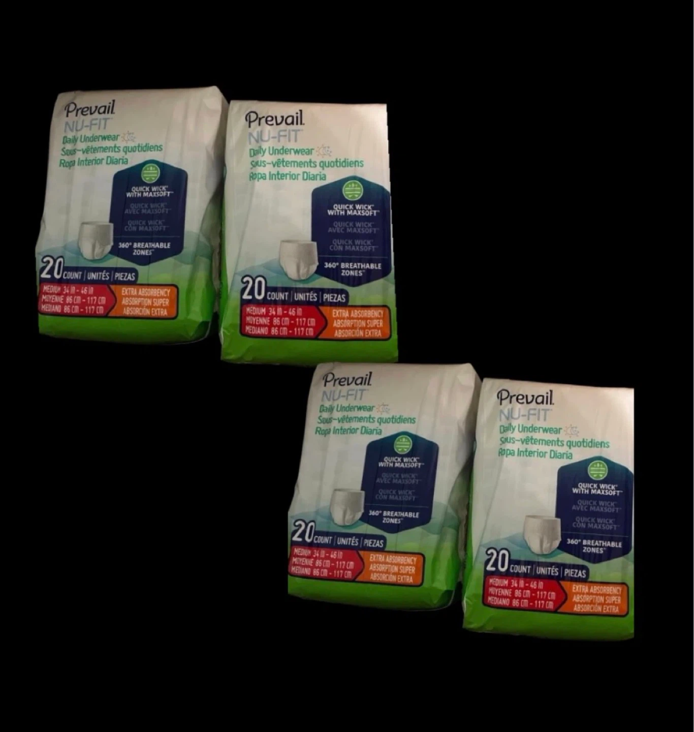 Prevail NU-FIT Adult Daily Underwear Medium 80 Count