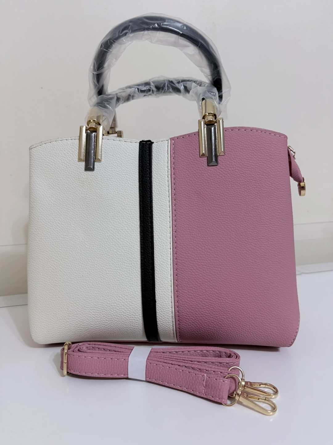 NEW Two-Tone Handbag with Shoulder Strap