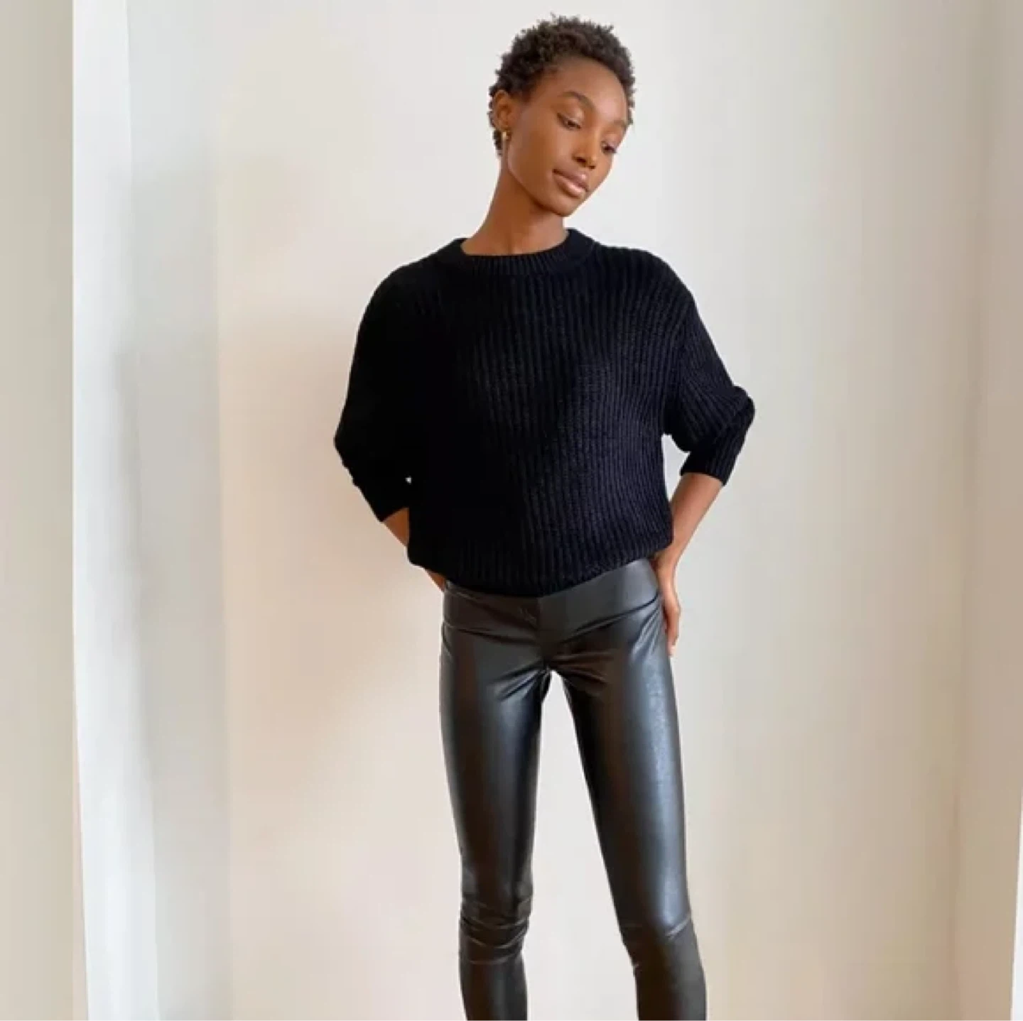 Aritzia Wilfred Free Essential Chenille Sweater Black