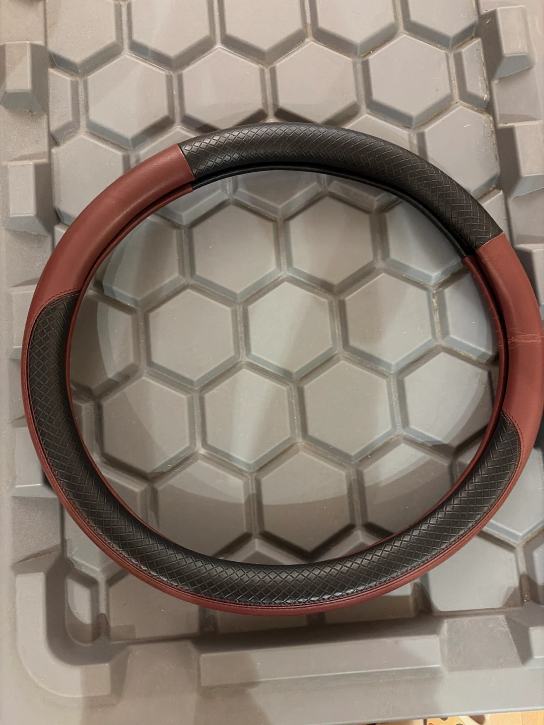 Brown and Black Steering Wheel Cover - photo 2