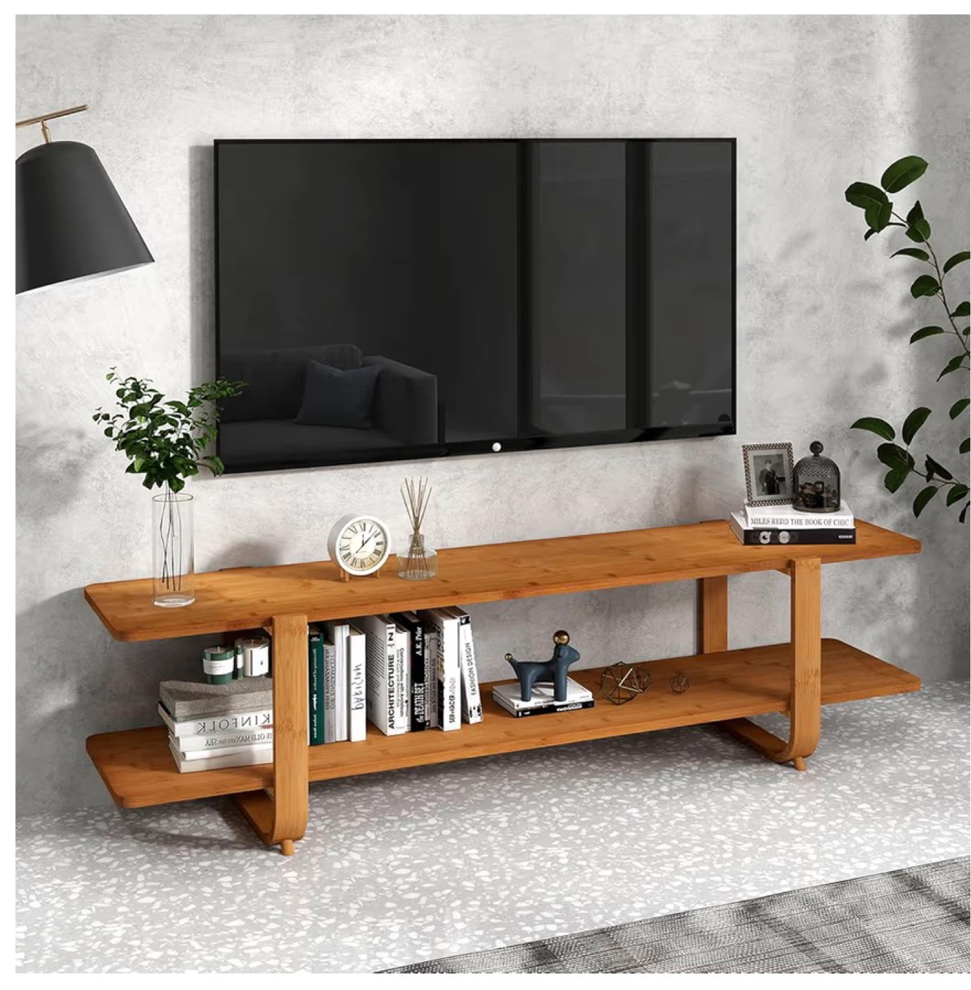 Natural Bamboo TV Stand Media Console - 55" Long