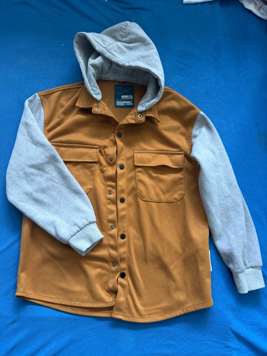 Canadian Denim Hoodie Shirt - Brown/Grey - Large - photo 2