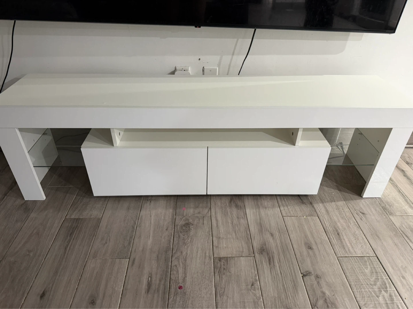 White TV Stand with Drawers and Shelves
