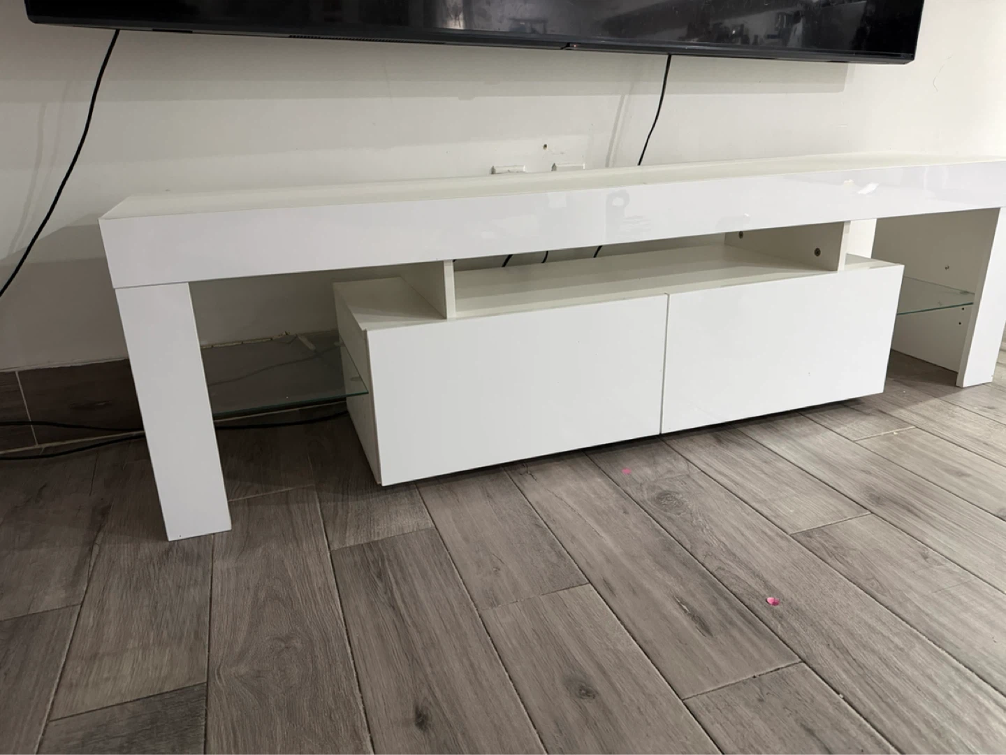 White TV Stand with Drawers and Shelves - photo 4