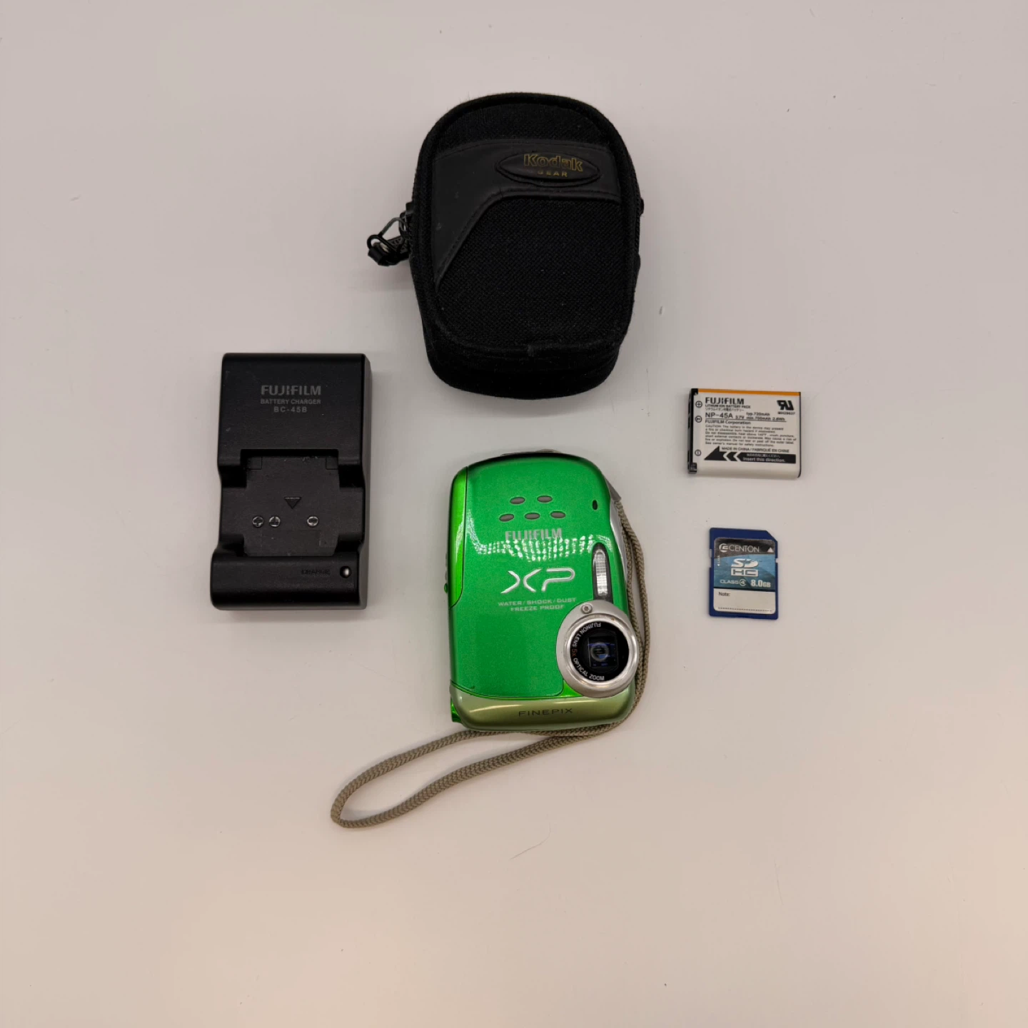 Fujifilm FinePix XP10 Waterproof Camera Green + Charger SD Card