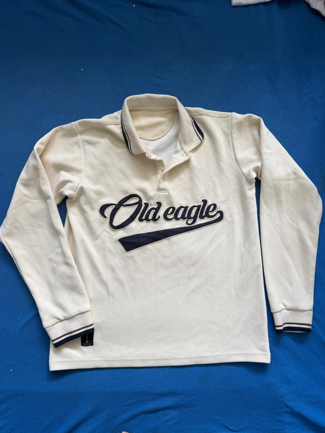Old Eagle Cream Long Sleeve Polo Shirt