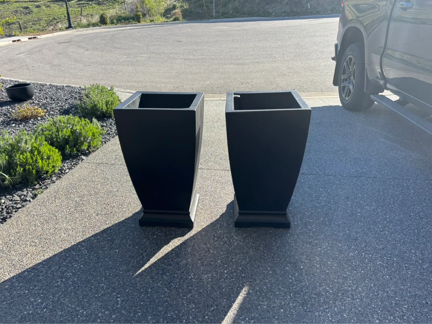 Pair of Black Tapered Planters