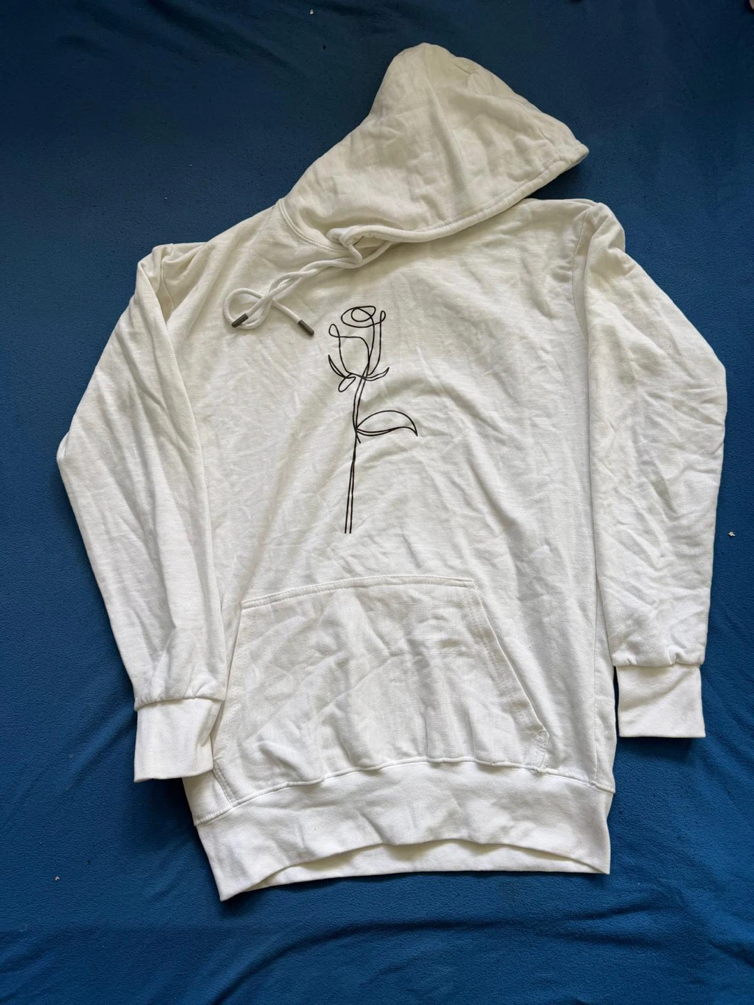 White Rose Line Art Hoodie