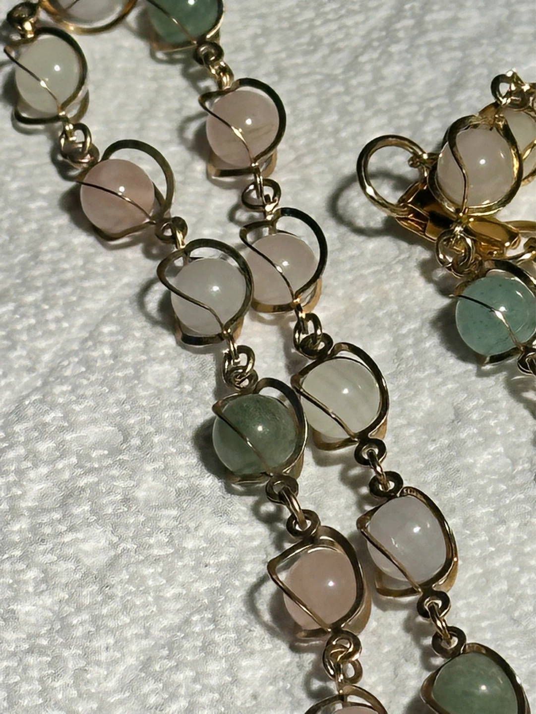 Vintage Topaz and Jade Bead  Necklace bracelet earring set - photo 4