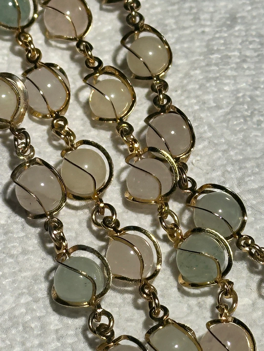 Vintage Topaz and Jade Bead  Necklace bracelet earring set - photo 2