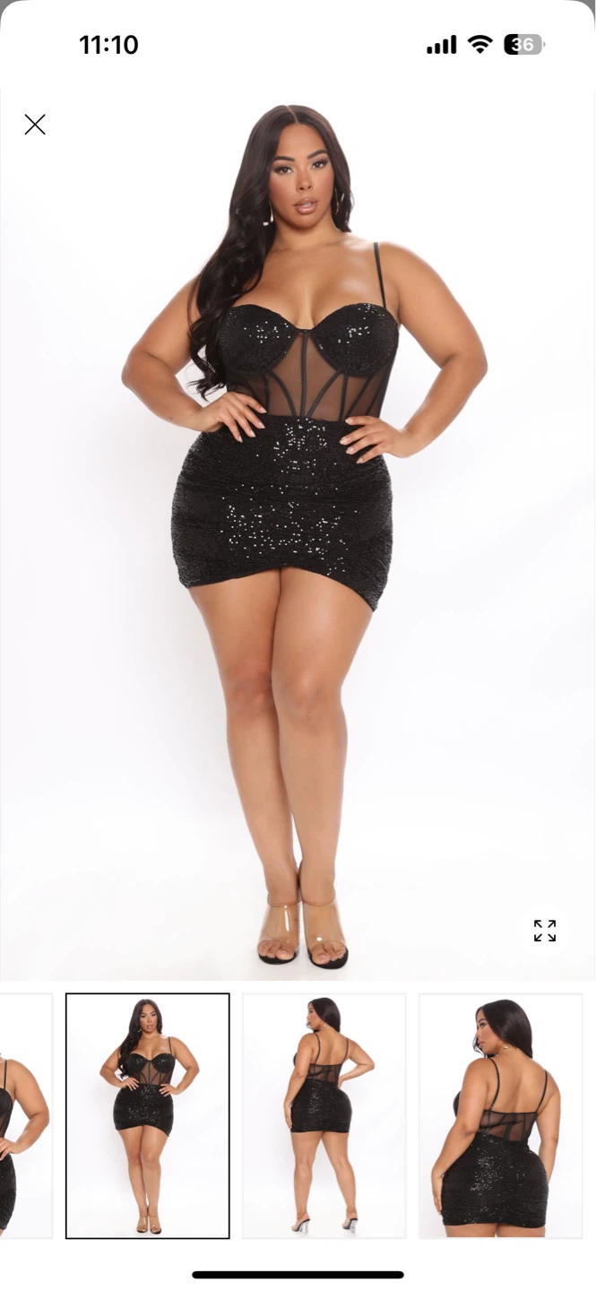 XL BNWT Black Sequin Corset Mini Dress - photo 2