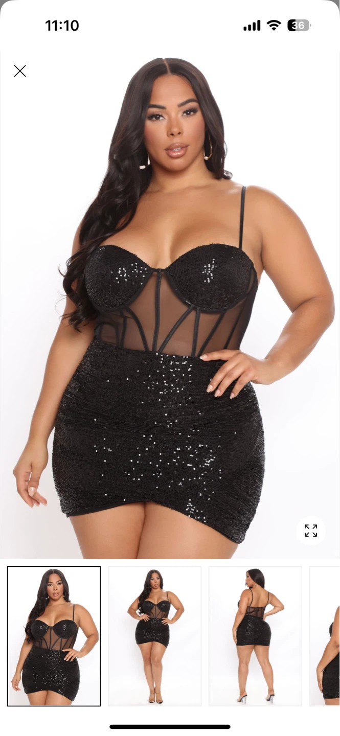 XL BNWT Black Sequin Corset Mini Dress
