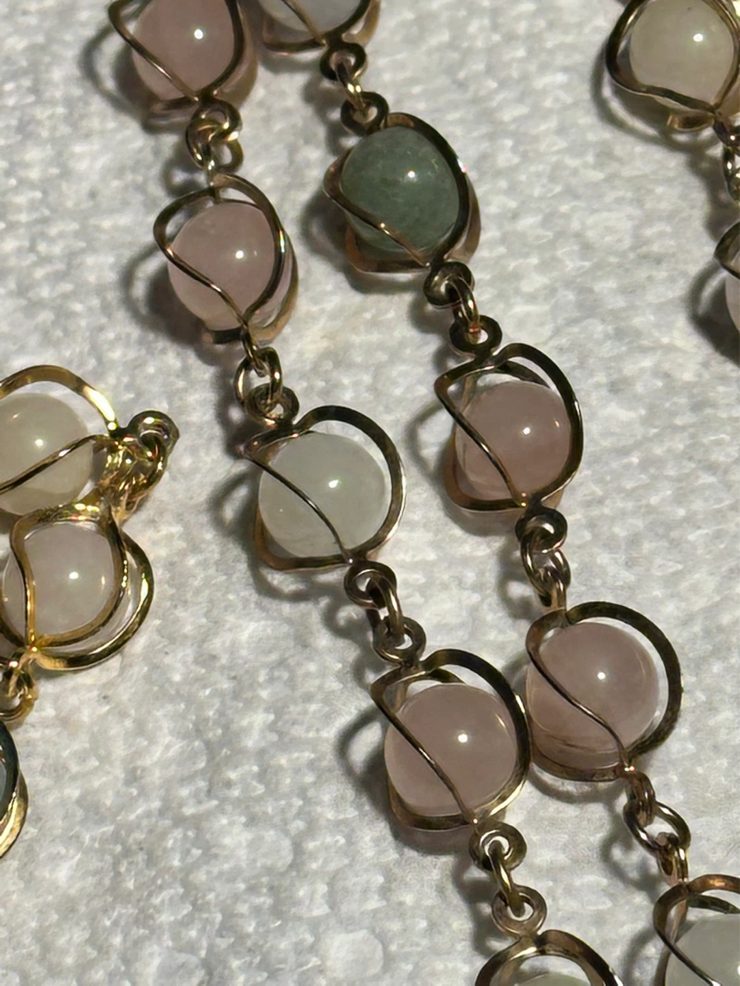 Vintage Topaz and Jade Bead  Necklace bracelet earring set - photo 3