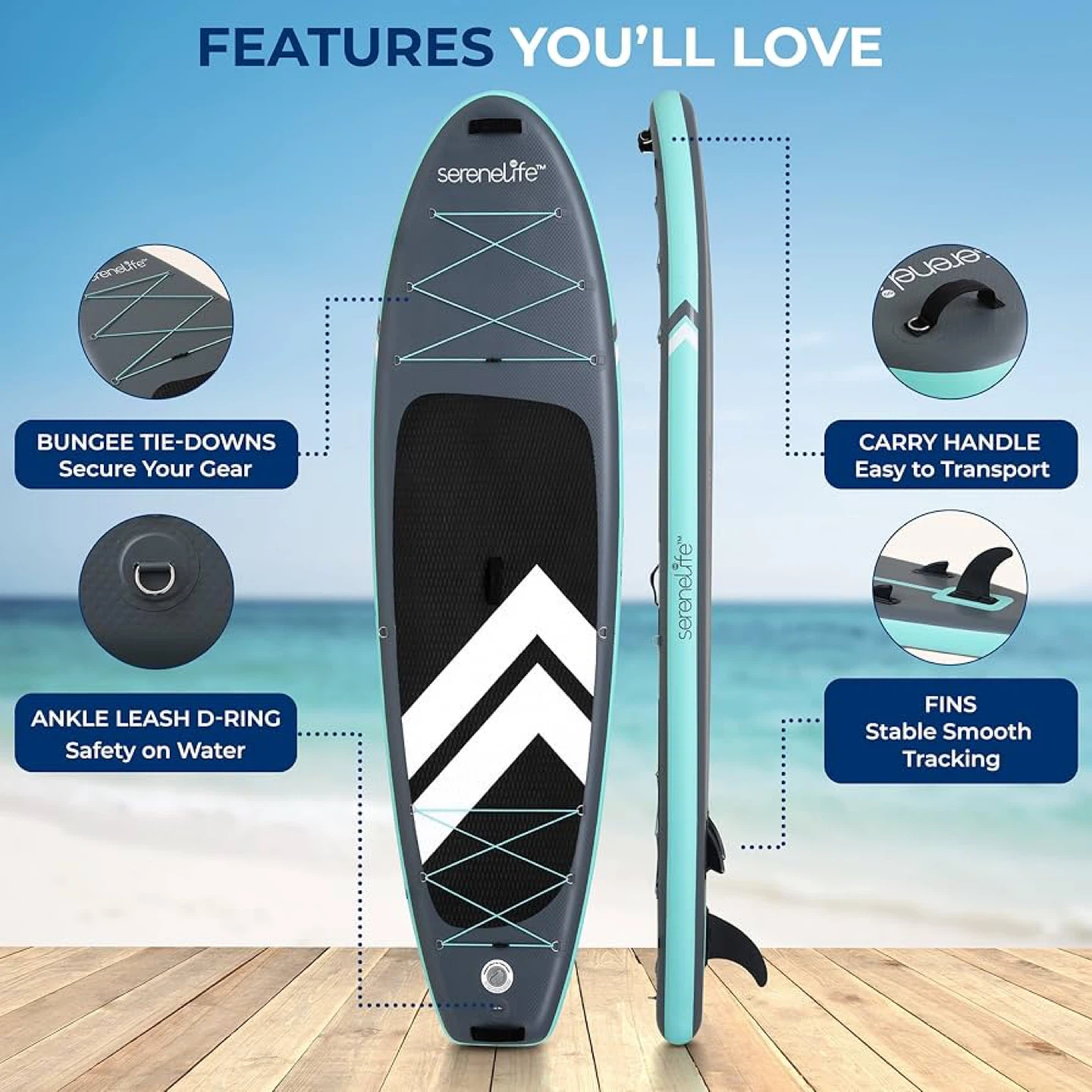 10’ Inflatable Paddleboard with Accessories - brand new - photo 2