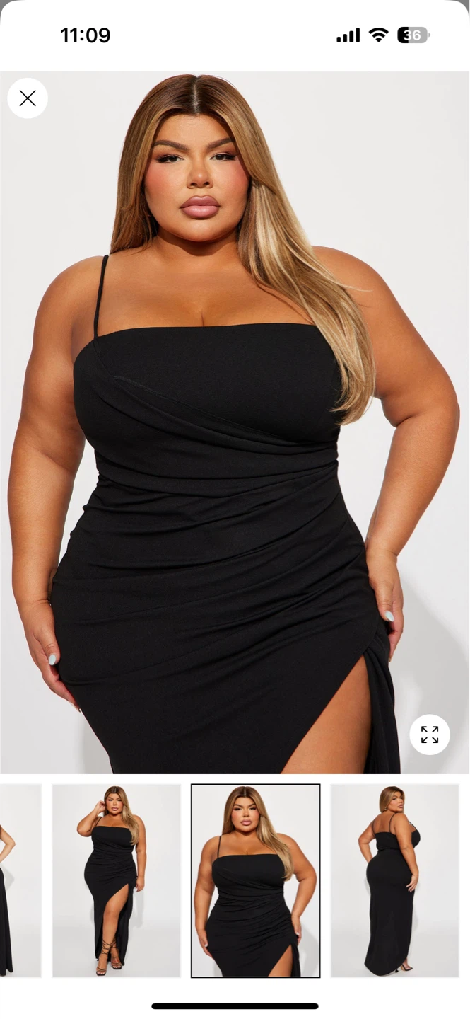 BNWT 1X Black Elegant Maxi Dress with High Slit - photo 2
