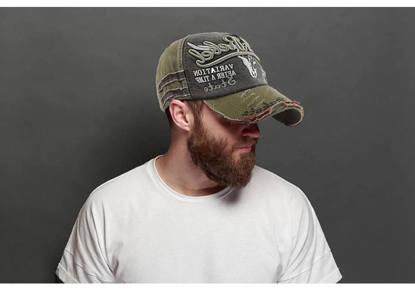 Washed Distressed Casual Baseball Cap, Khaki - photo 4