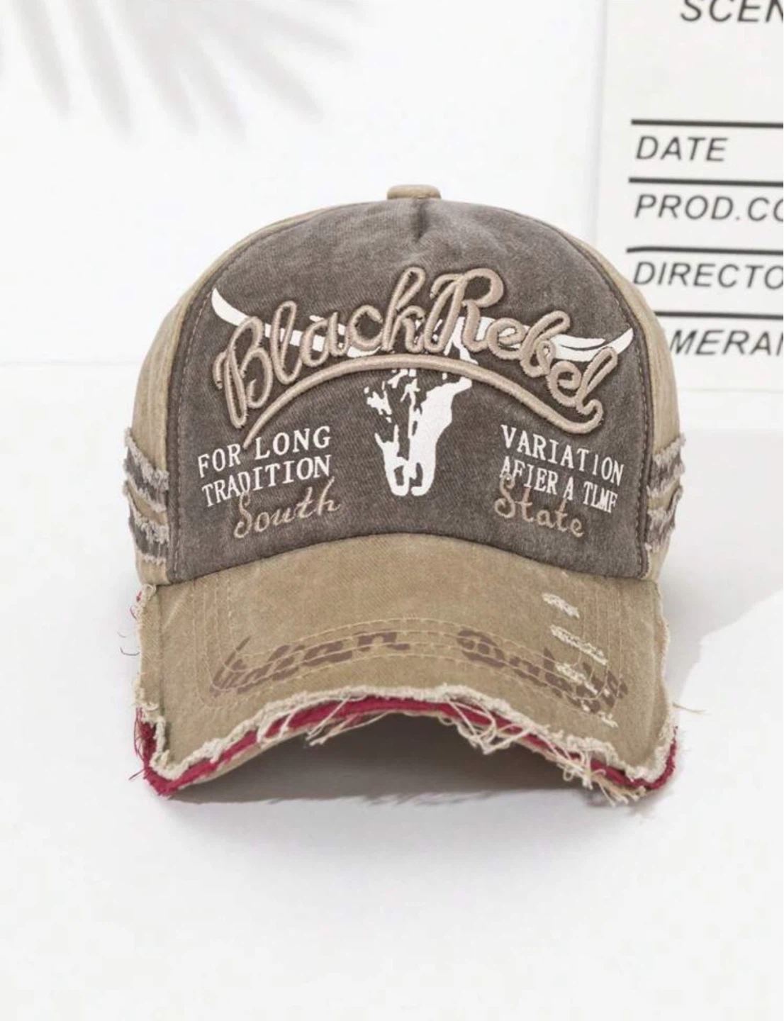 Washed Distressed Casual Baseball Cap, Khaki
