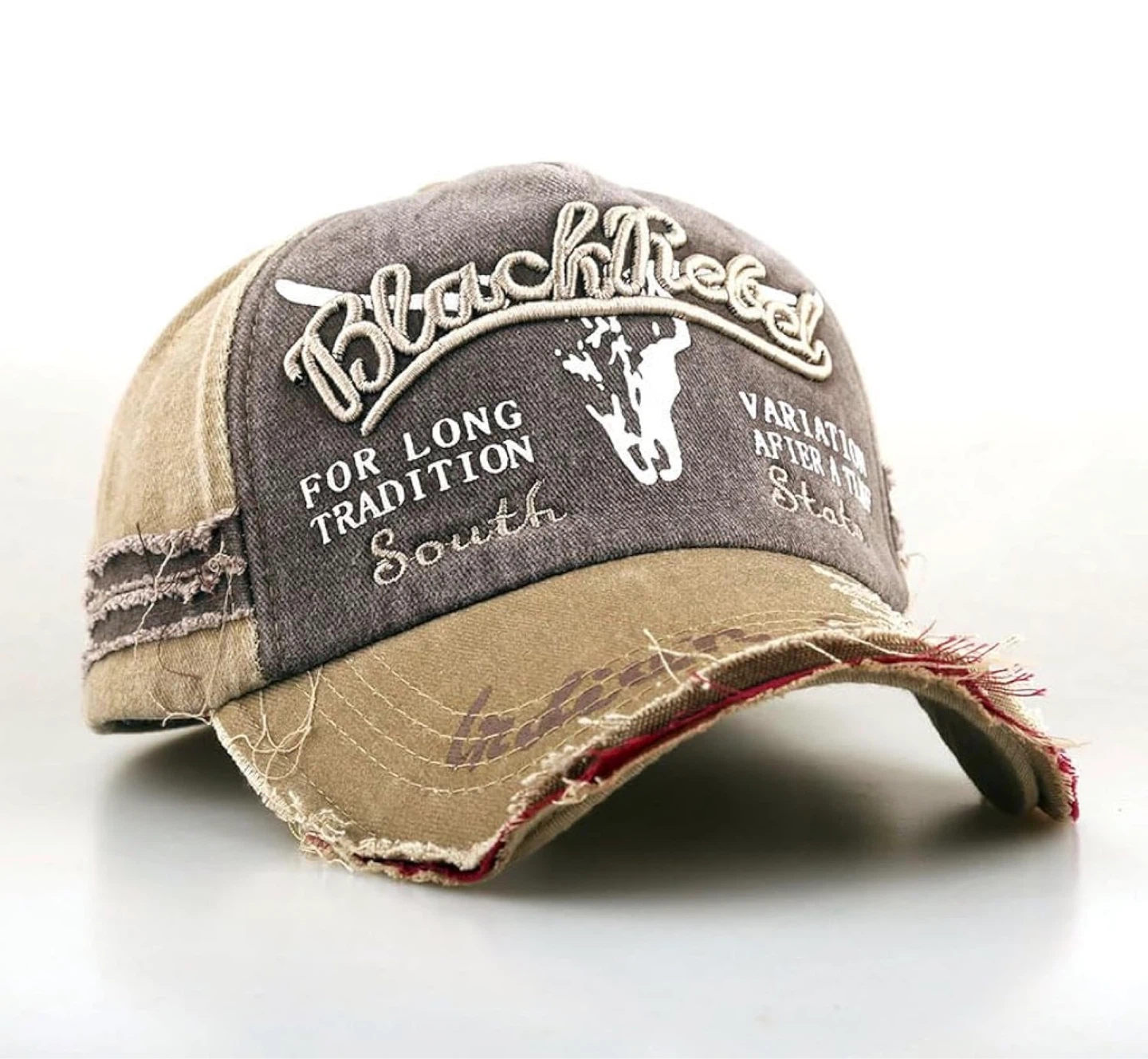 Washed Distressed Casual Baseball Cap, Khaki - photo 2