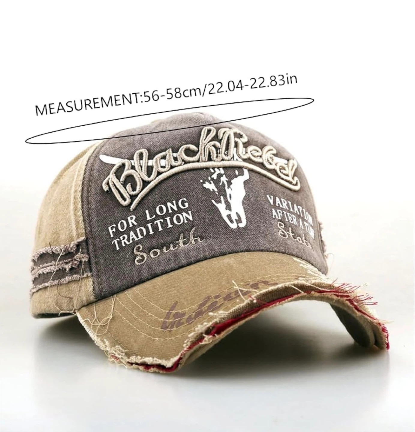 Washed Distressed Casual Baseball Cap, Khaki - photo 3
