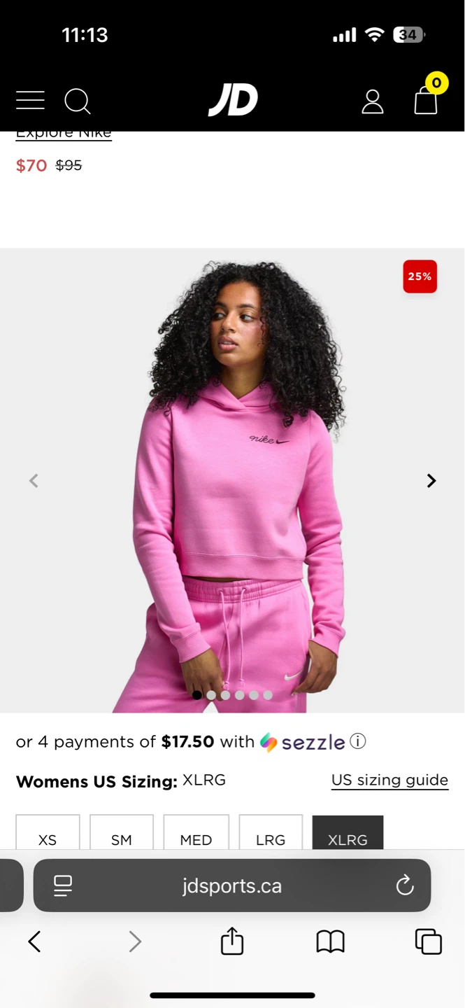 BNWT Nike Women's Pink Cropped Hoodie XL - photo 2