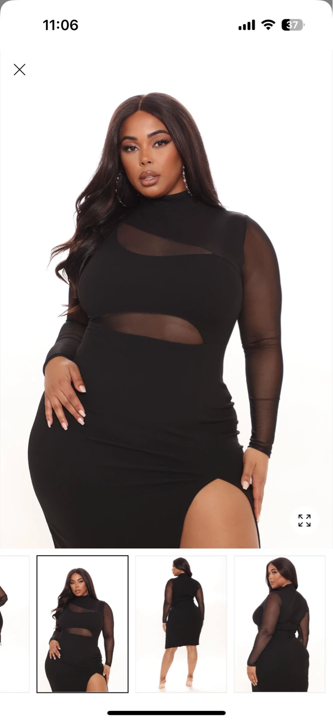 2X BNWT Fashion Nova Black Mesh Cutout Dress