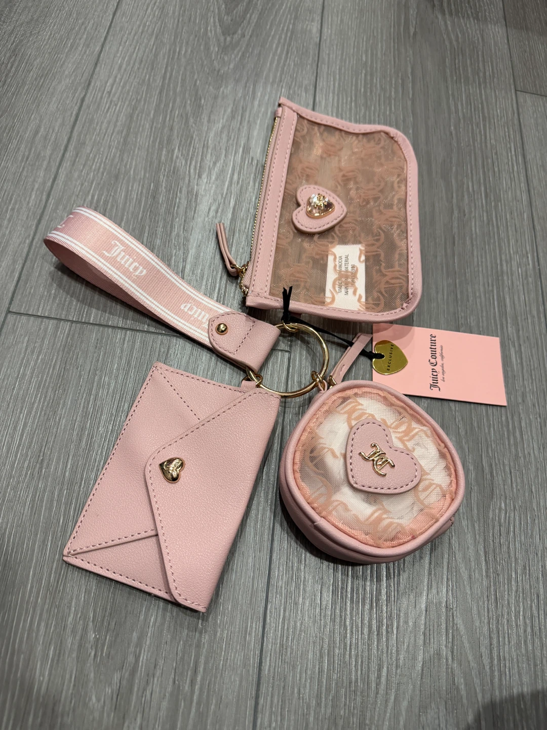 Juicy Couture Pink Card Holder and Coin Pouch Set