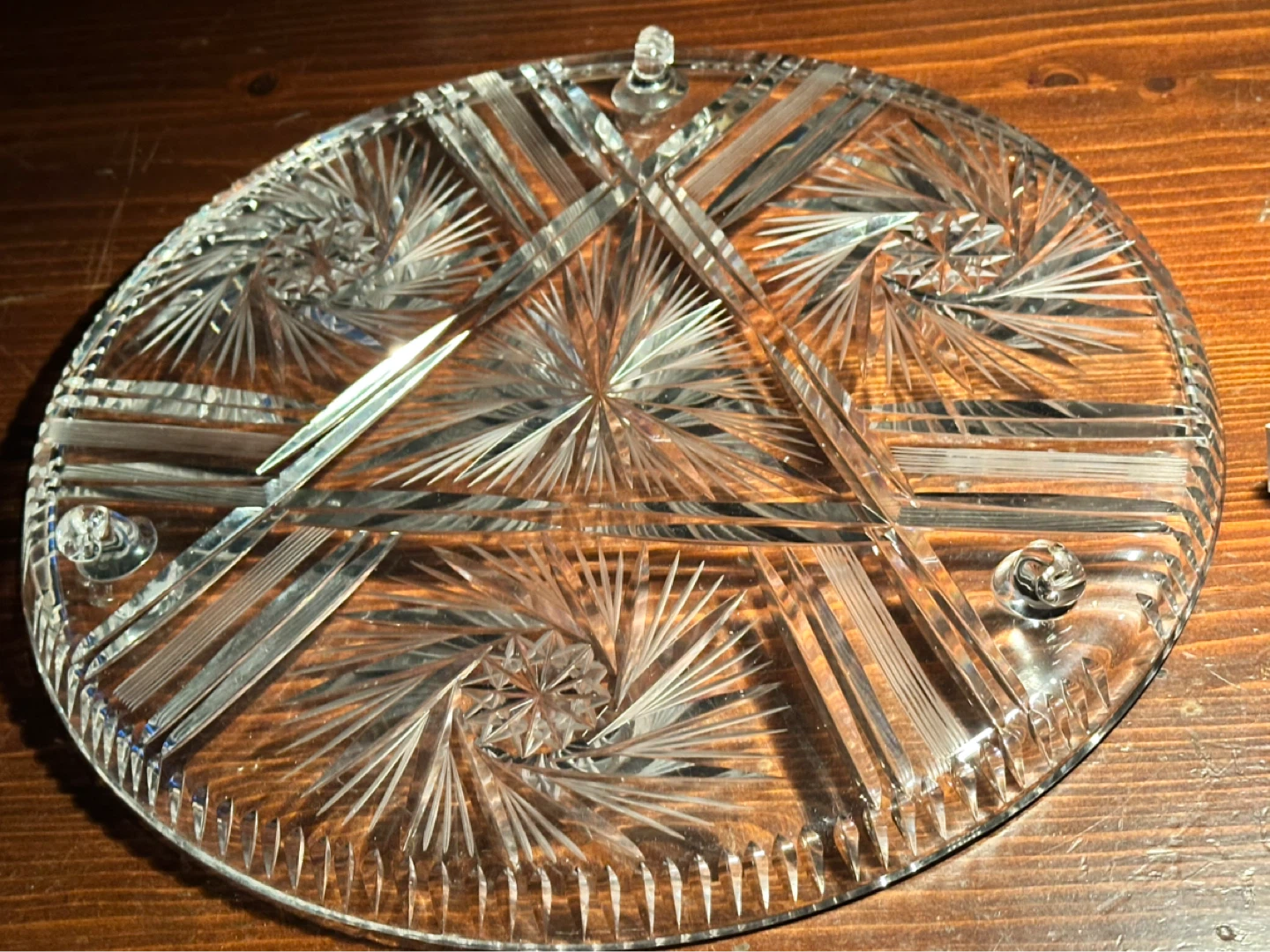 Vintage Bohemia Pinwheel Crystal Cake Stand - photo 5
