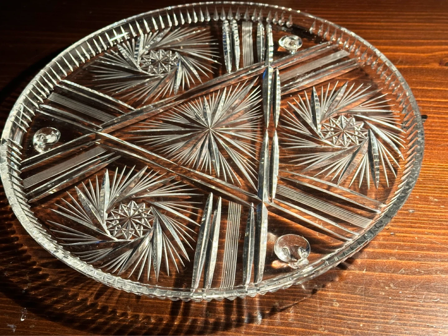 Vintage Bohemia Pinwheel Crystal Cake Stand