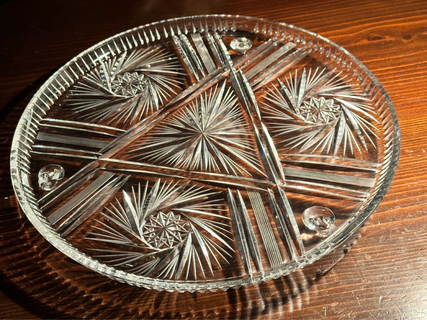 Vintage Bohemia Pinwheel Crystal Cake Stand - photo 2