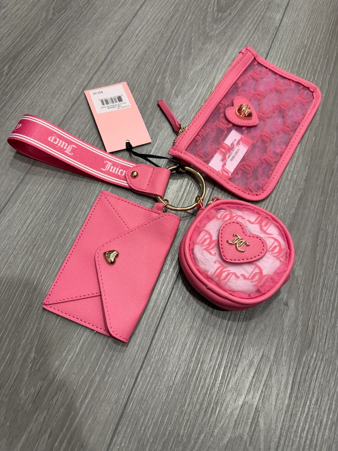 Juicy Couture Pink Cardholder Set with Wristlet