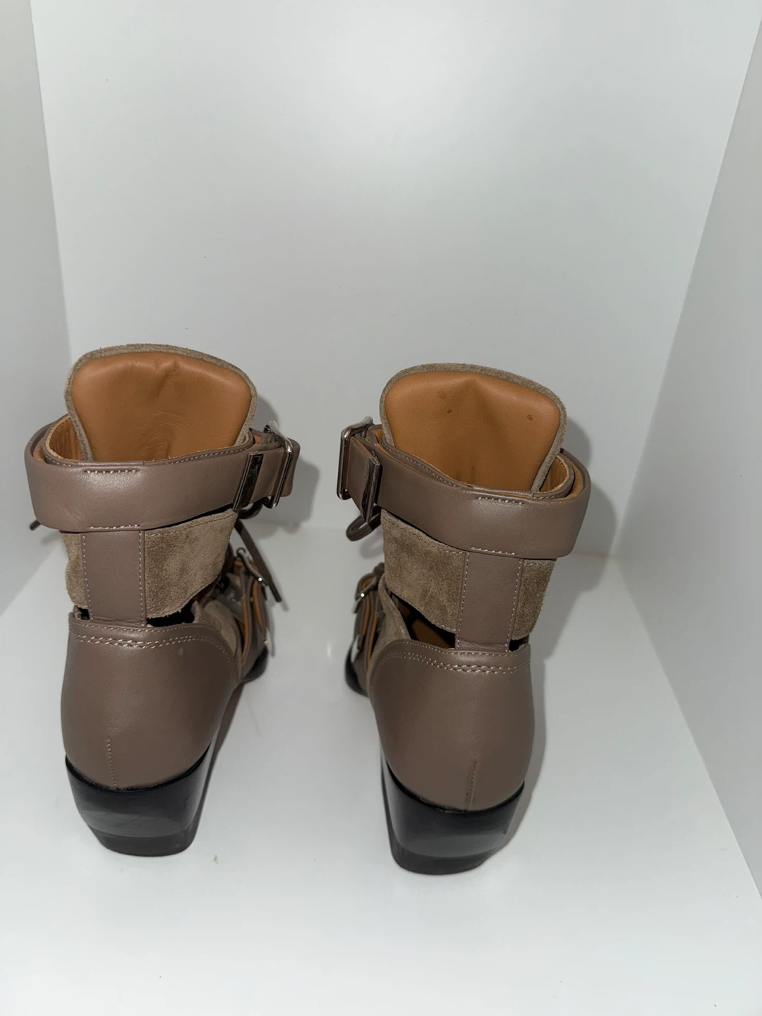 Chloe Suede Buckle Lace-Up Ankle Boots - photo 2