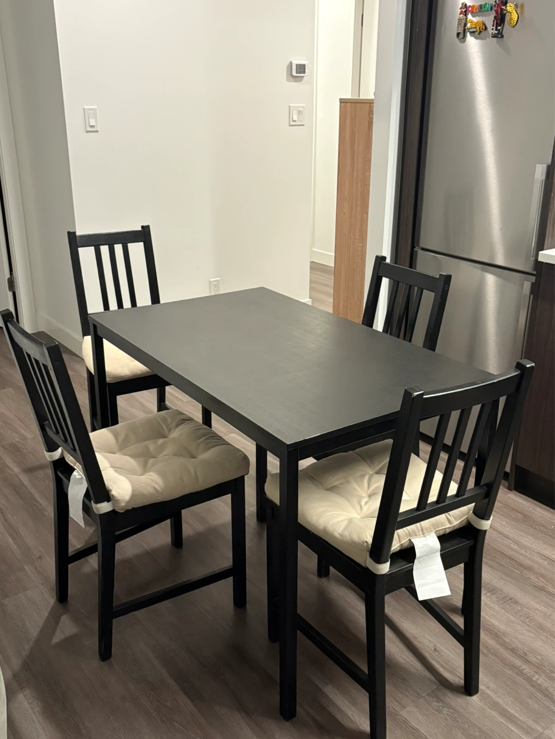 Black Dining Set with 4 Chairs