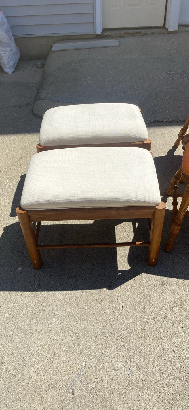 Wooden Stool with Upholstered Seat