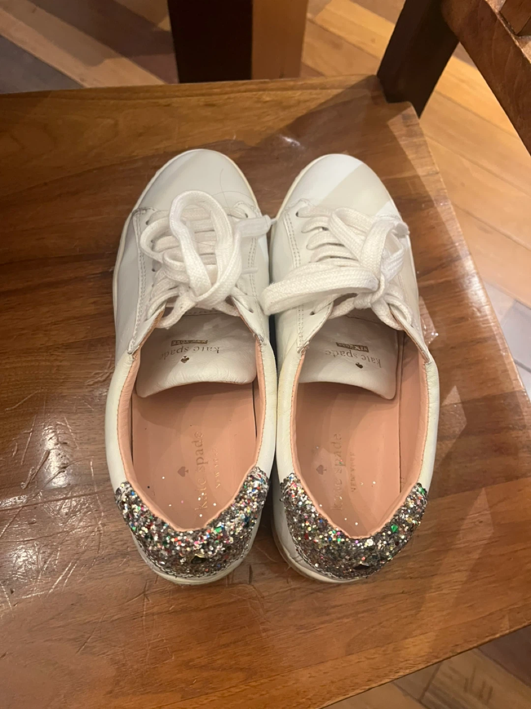 🌱 Kate Spade White Glitter Accent Platform Sneakers - photo 2