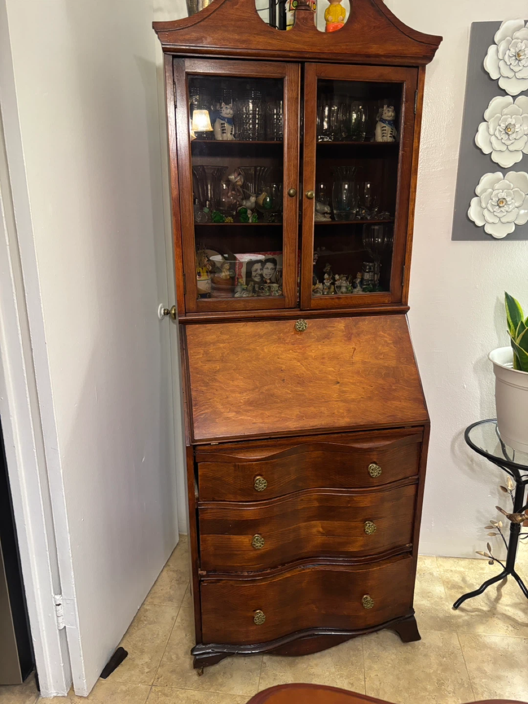 Vintage Wooden Secretary Desk with Hutch - photo 2