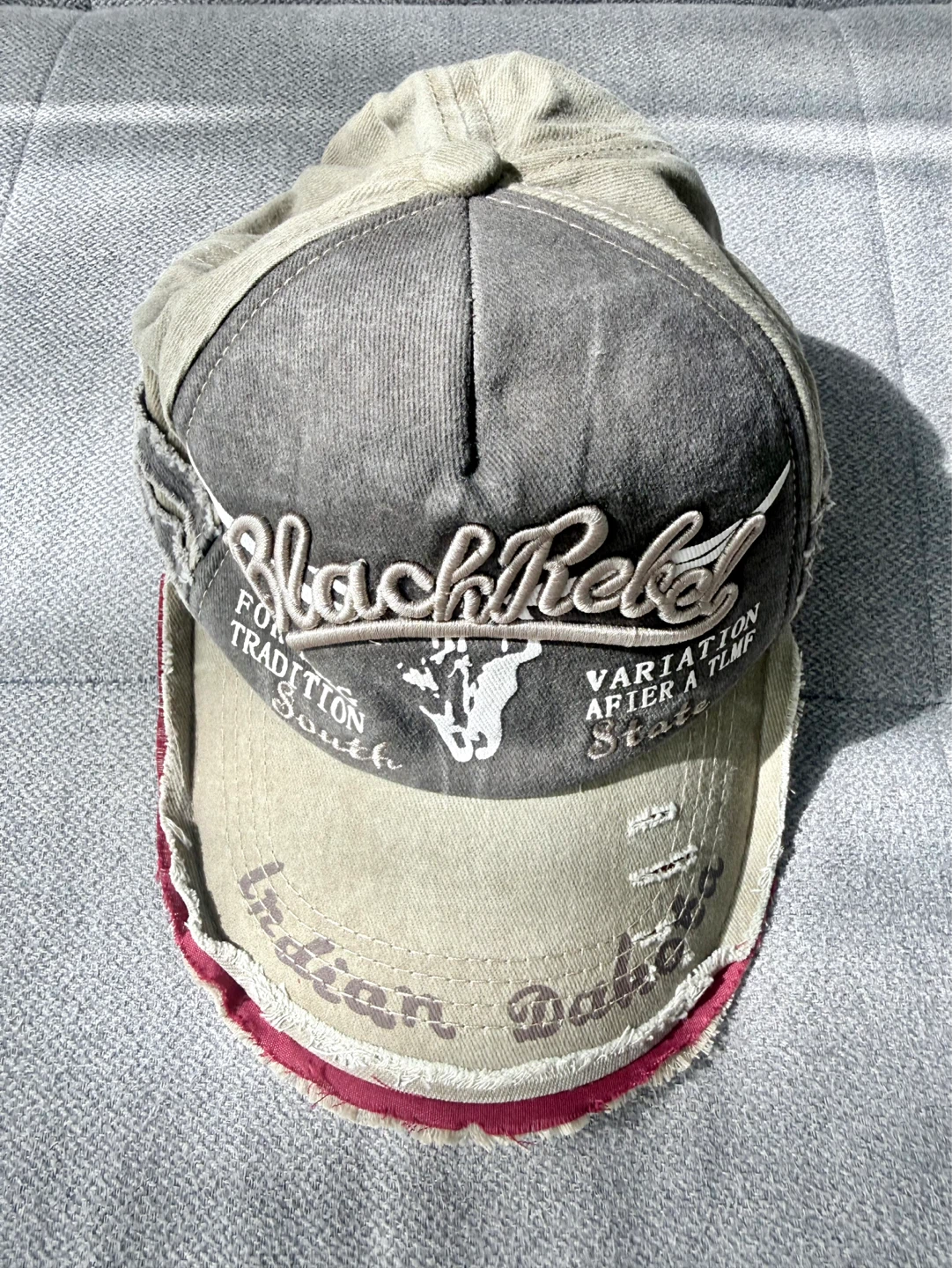 Washed Distressed Casual Baseball Cap, Khaki - photo 5