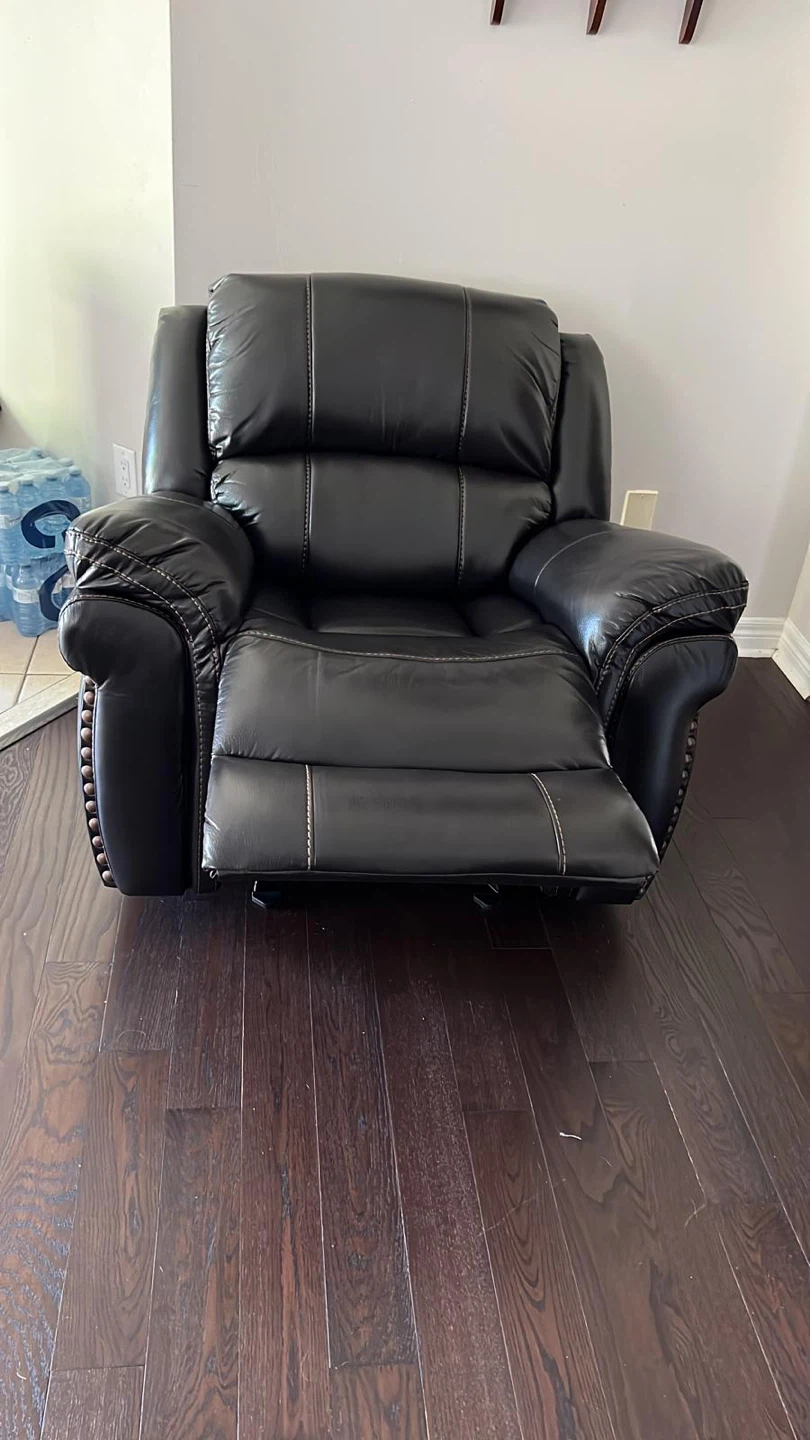 Black Leather Reclining Sofa - photo 4