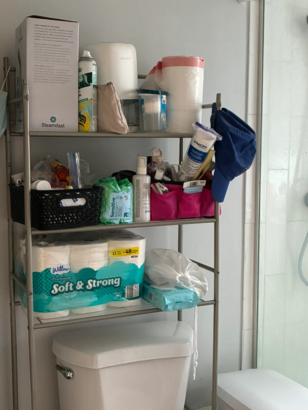 Bathroom organizer over toilet
