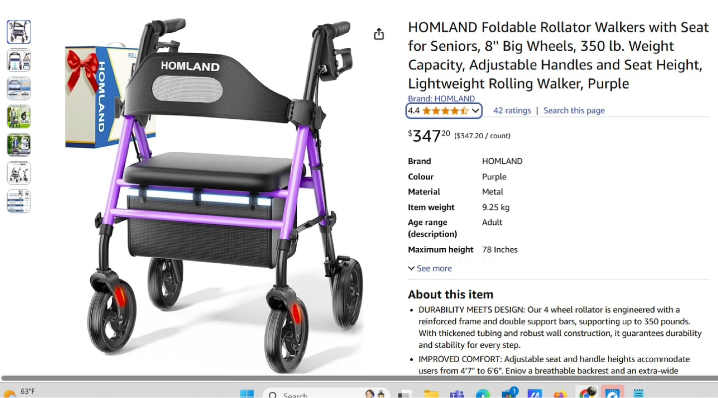 4 Wheel Rollator Walker - photo 5