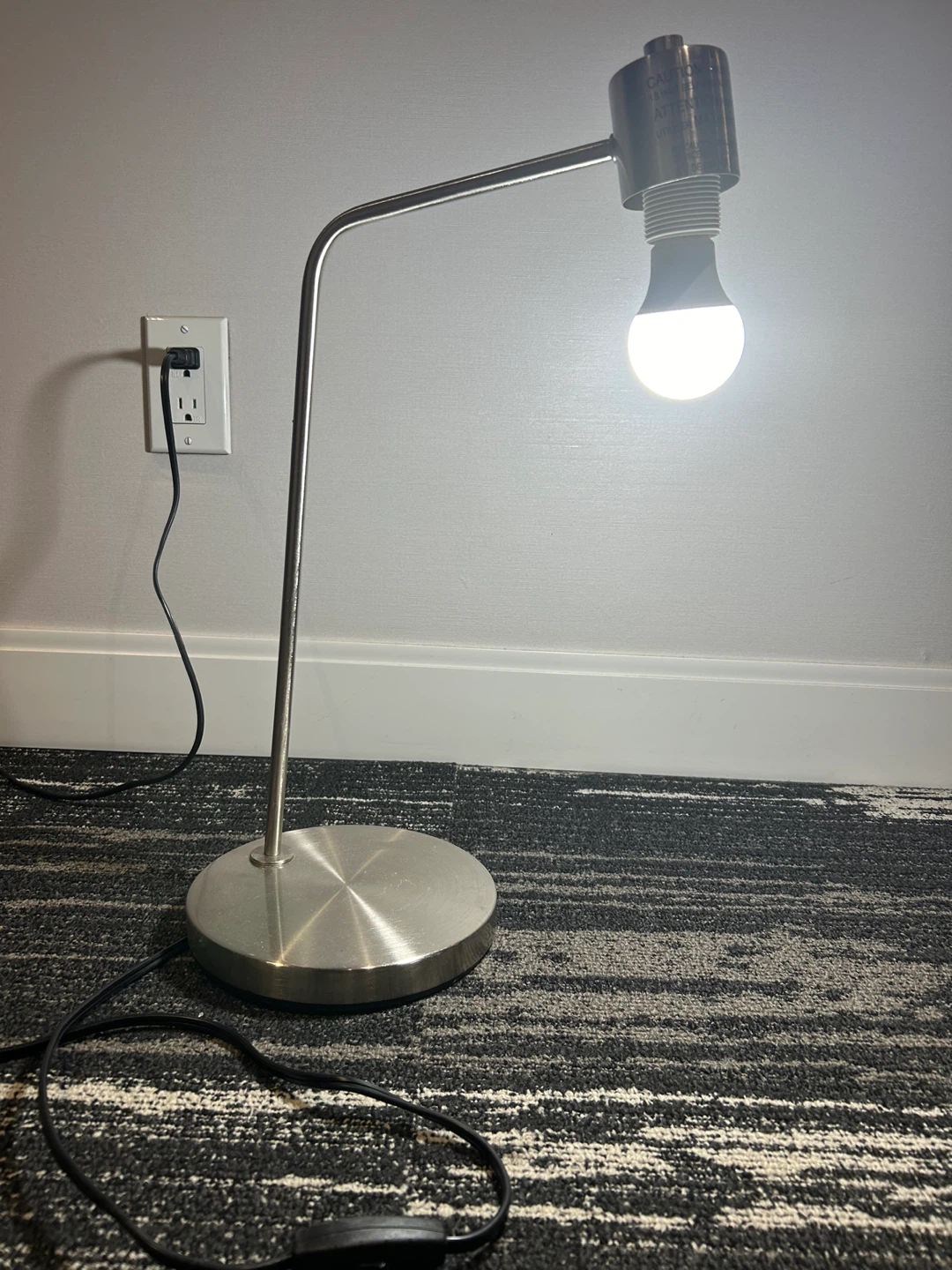 Silver Desk Lamp with Bulb