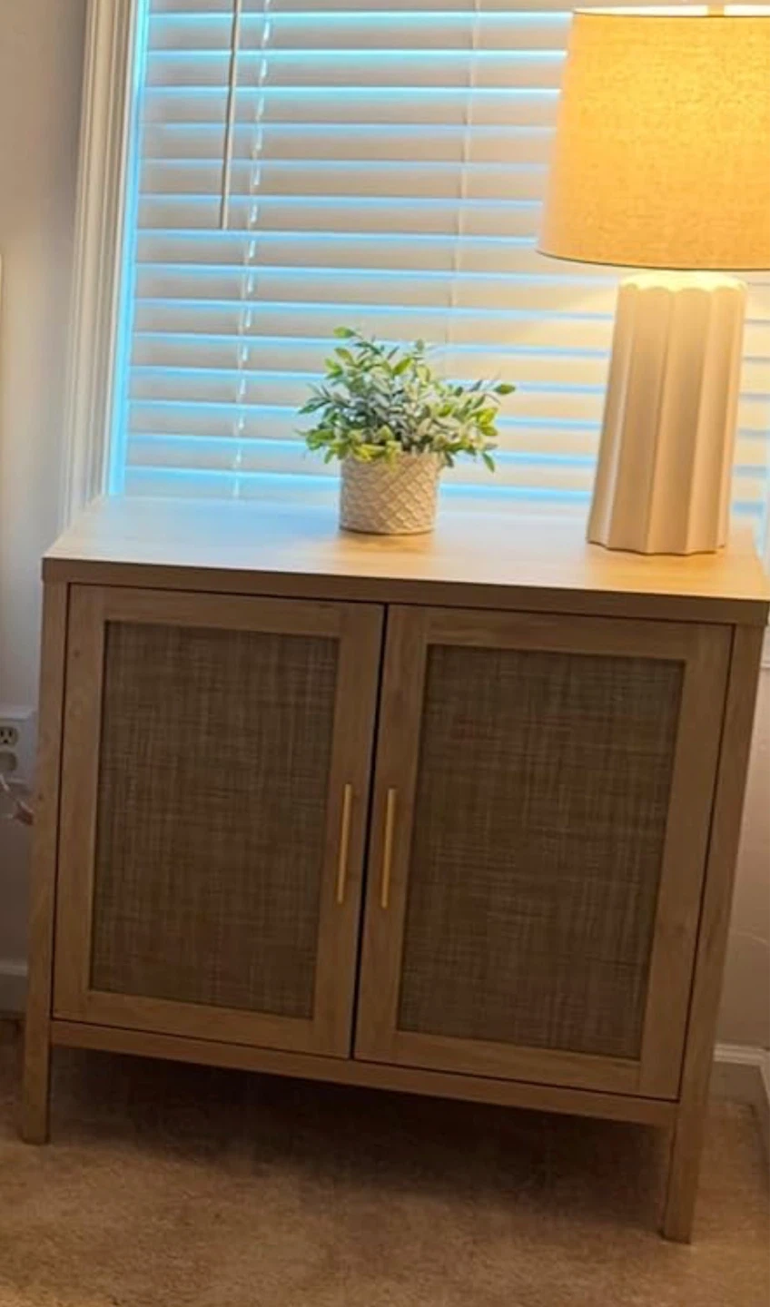 Light Oak Cane Cabinet 80cm x 40cm