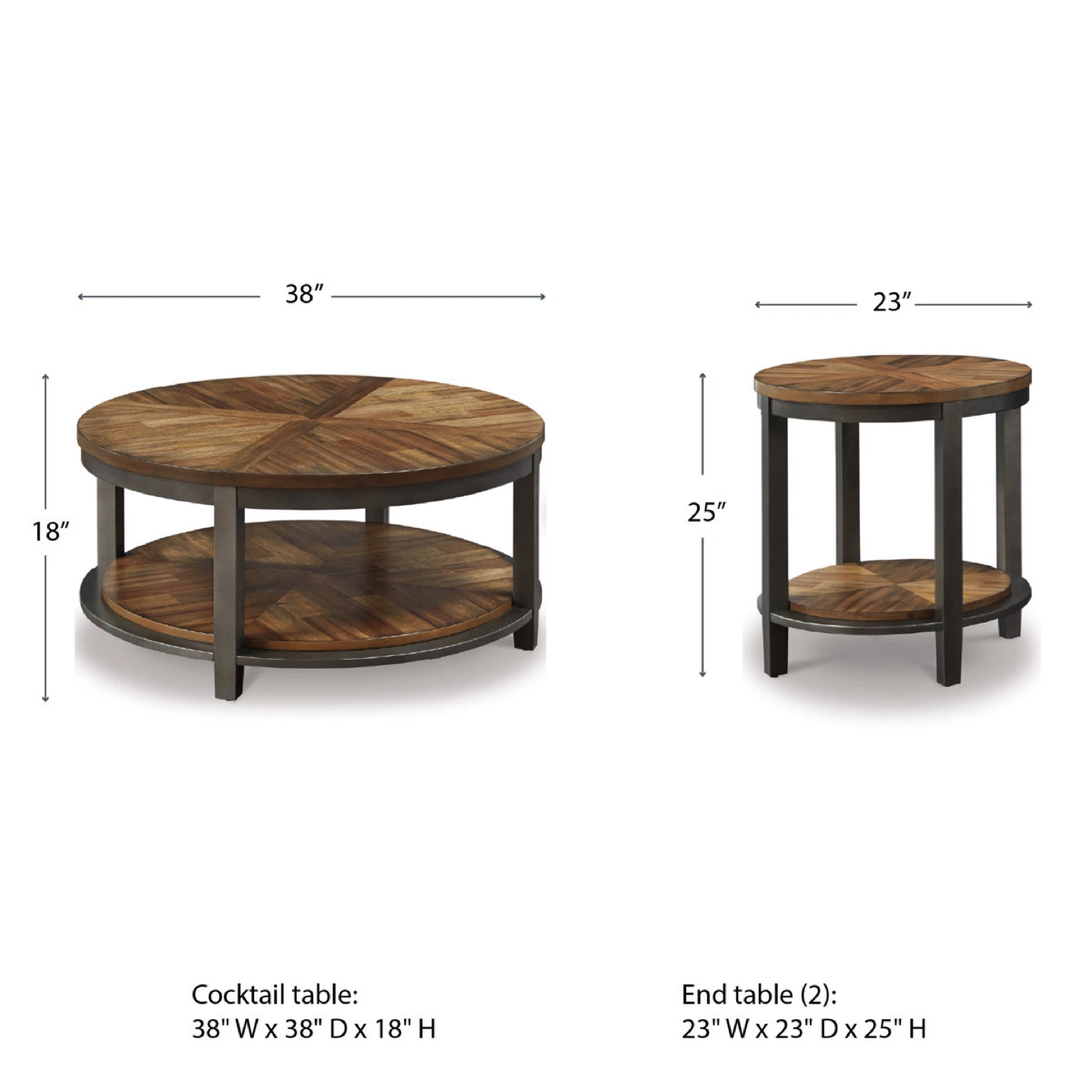 Round Cocktail Coffee Table with Shelf - photo 2