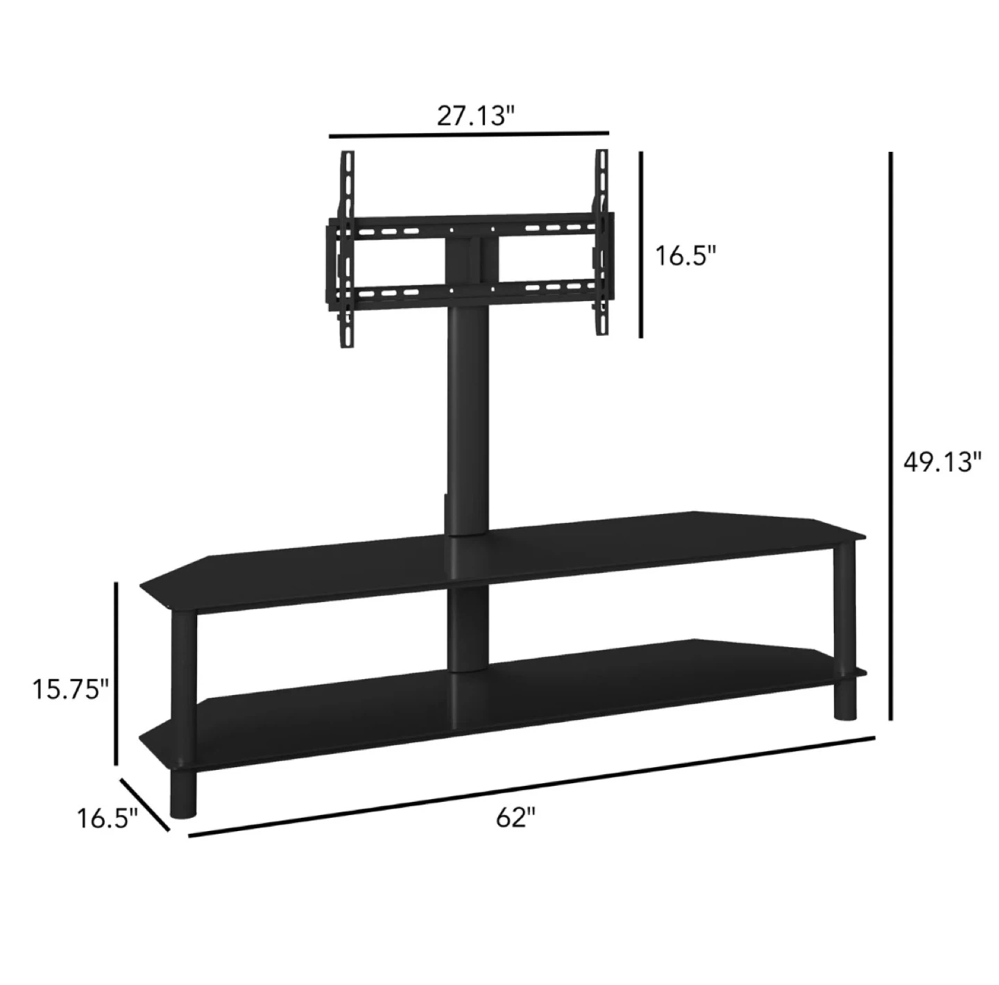 Black glass TV Stand with Mount